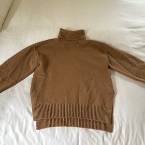 Frankie Shop Turtleneck Slit Sweater in Camel, Size S/M